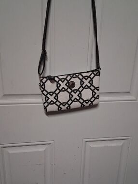 Stone And Company White and Black Patterned Crossbody Bag - Designer Style